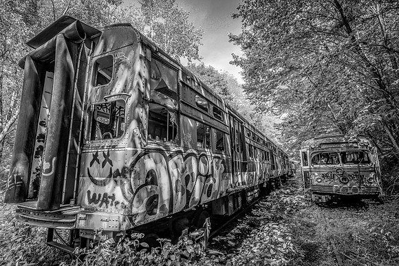 Trolley Car in B&W